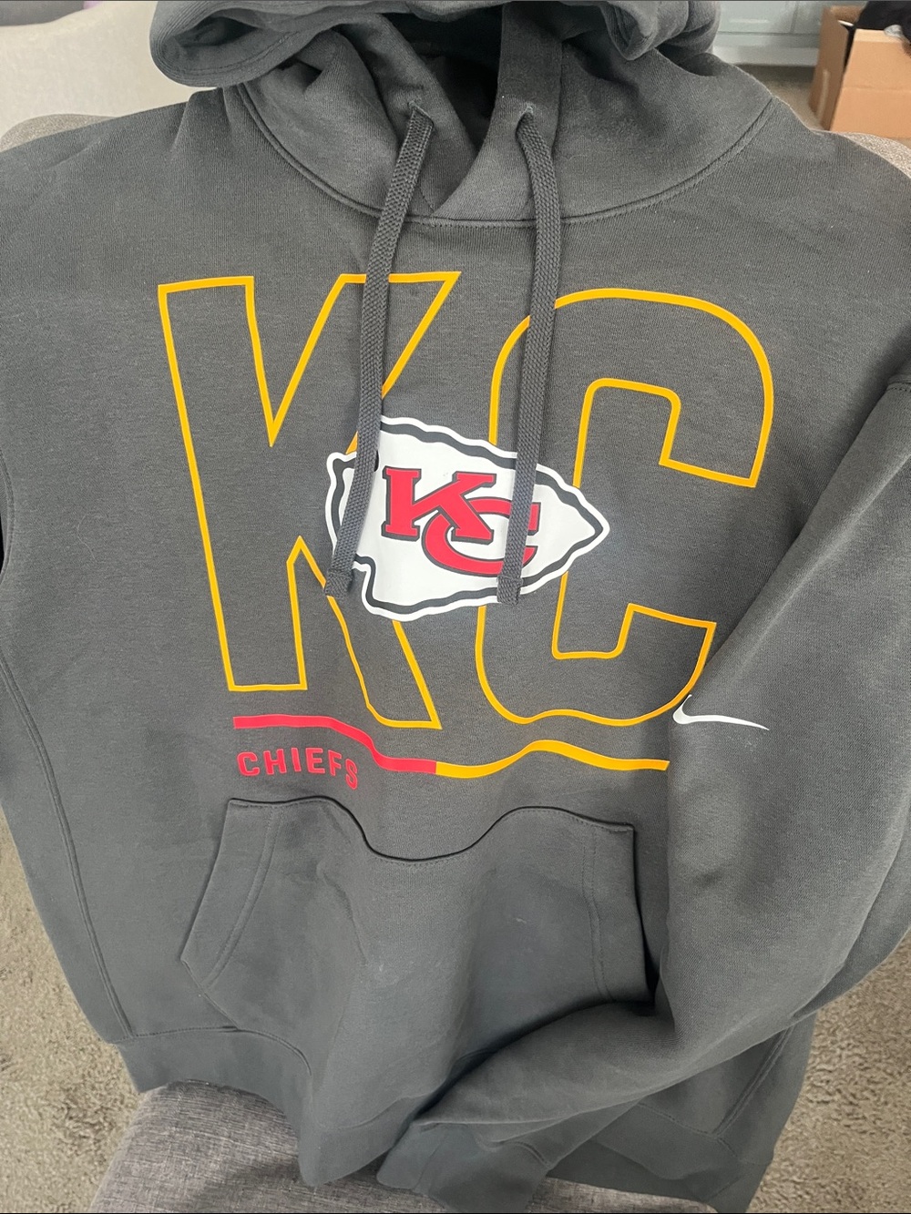 Nike Gray Kansas City Chiefs Hoodie with Red & Gold Accents